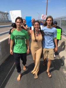 Kelly Daniels with her sons at the DAPL protest