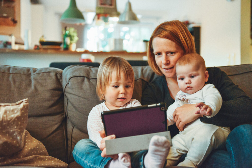 Mom & Young Kids w/ iPad