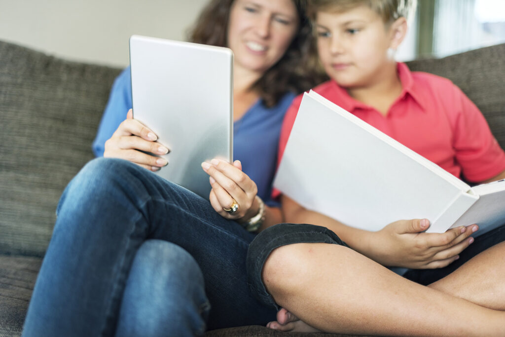 Mom & Child looking at computer
