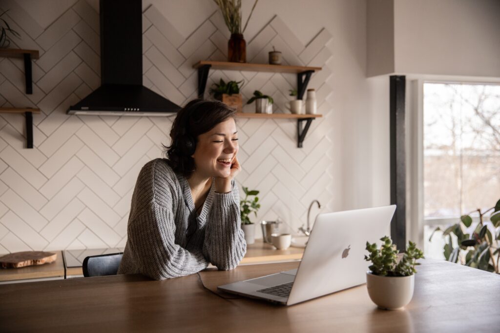 Woman on video call