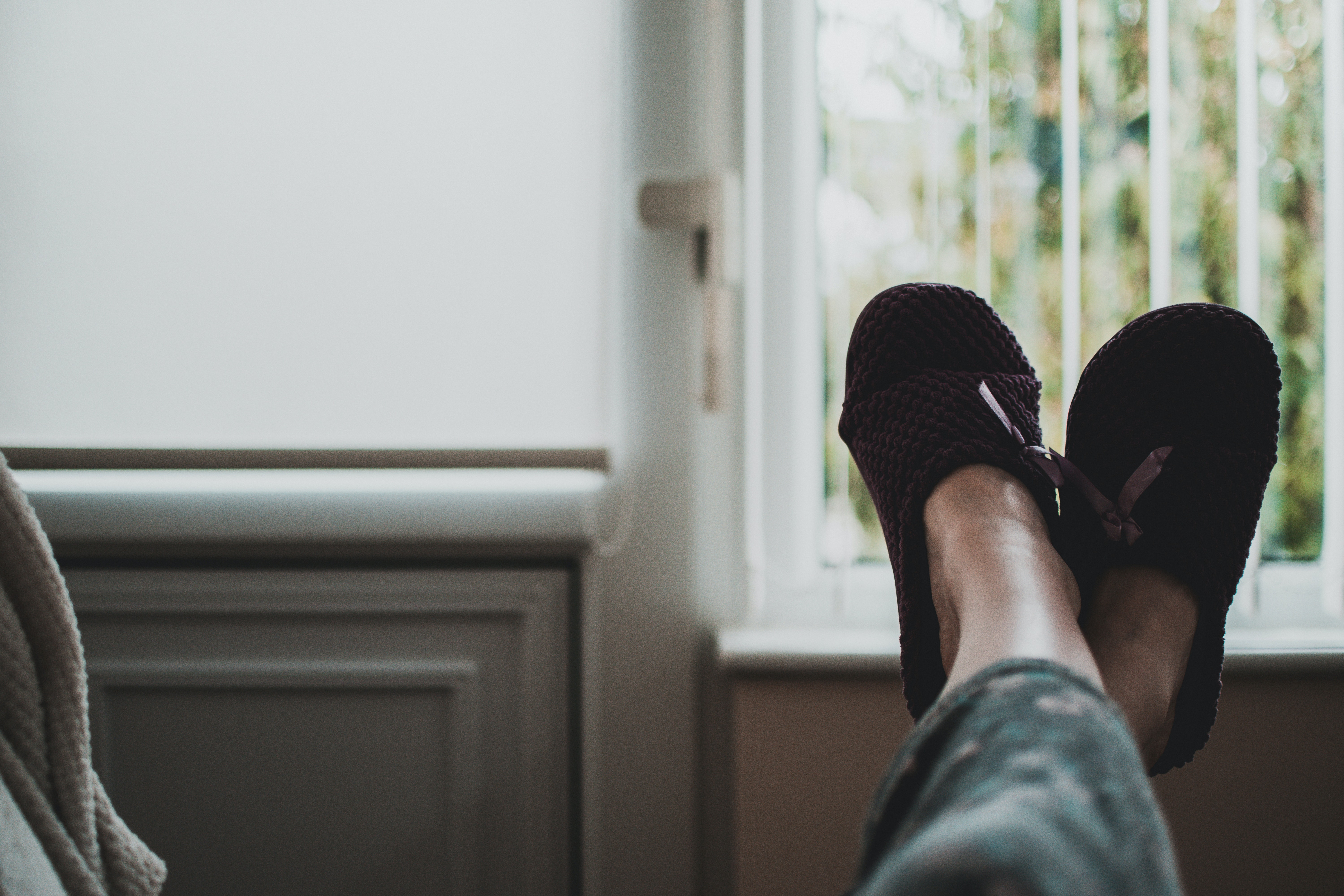 person with her feet up